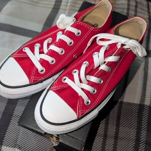 Converse Red Canvas Sneakers with White Accents